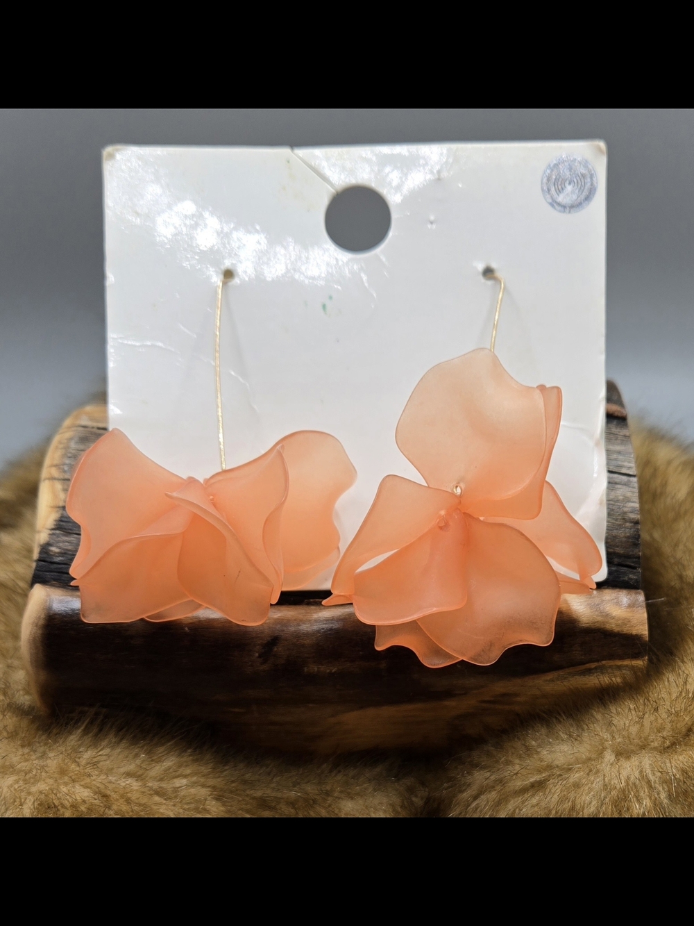 Forever 21 Earrings NWT Peachy Pink Floral on Long Pierced Wires